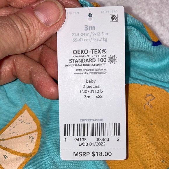 Nwt carters 3m orange sun dress and diaper cover set 100% cotton - Picture 7 of 10